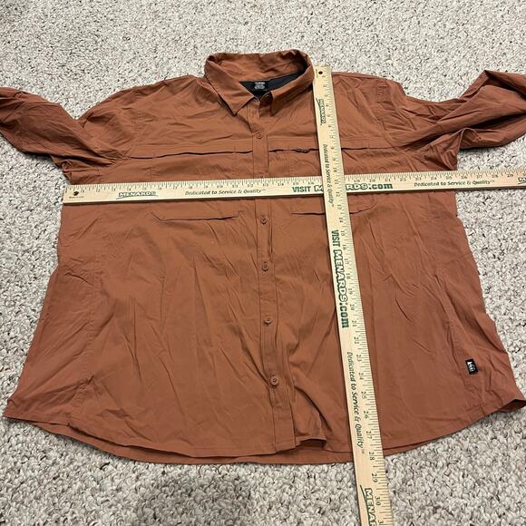 REI Men's Long Sleeve Button Down Hiking Shirt Sz 2XL Orange Outdoor Gorpcore - Picture 5 of 7